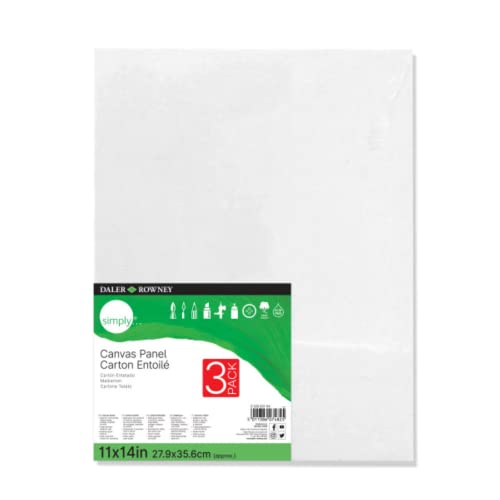 Daler-Rowney Simply Canvas Panel, 11x14 inches, 3 Pack - Artist Canvas for Oil, Acrylic, Pouring & Mixed Media - 100% Cotton, Triple Primed,White - size: 11x14