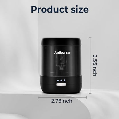 Electric Pencil Sharpener, USB & Battery Operated, Black | Adjustable Sharpness, Portable, for 6-8mm Pencils, Kids, Students, Classroom, School, Home, Office