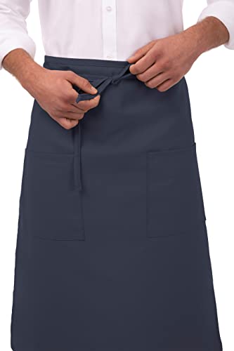 Chef Works Unisex Two Pocket Bistro Apron - color: Navy