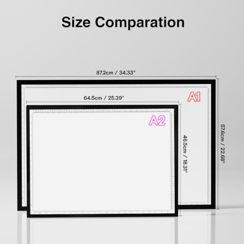 DEAR CARBON A2 Light Pad,LED Light Board for Diamond Painting,Tracing | 9000 Lux Bright Light,10 Brightness Levels,Independent Anti-Touch Controller,Ultra Thin Design,USB-C Connection - size: A2 3-Color