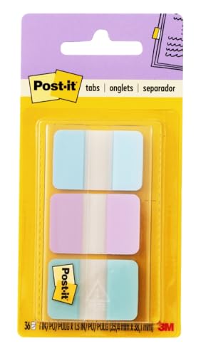 Post-it® Pastel Color Tabs, Gradient Blue, Pink, Clear, 36 Tabs/Pack - style: Flags
