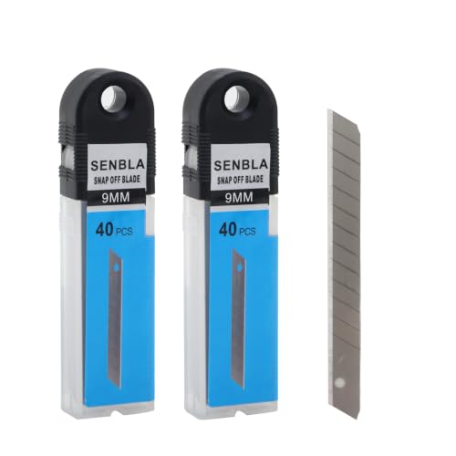 9mm Snap-off Blades, 80-pack, Replacement Blades for 9mm Utility Knives and Box Cutters by SENBLA, Thicker and Sharper