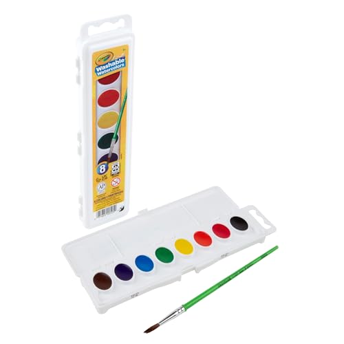 Crayola Washable Watercolors, Kids Paint Set, 8ct