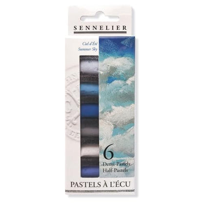 SENNELIER Extra-Soft French Pastel for Professional Artists, Half Pastel Summer Sky inspired Set of 6 - color: Summer Sky