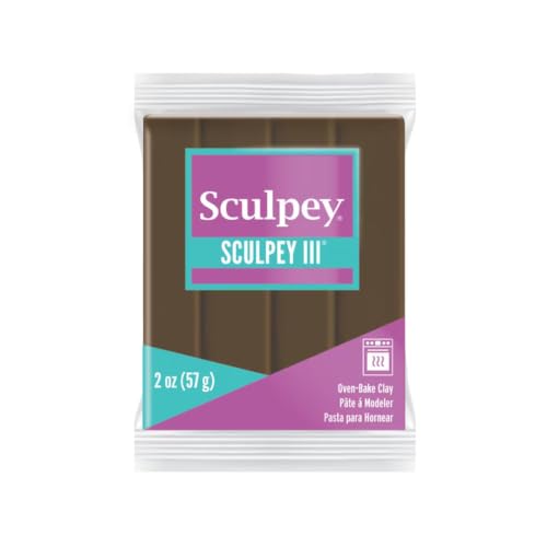 Sculpey Oven-Bake Clay, 2 oz. Bars, Sculpey III Suede Brown, 30 Bars | Polymer Clay, Perfect for Jewelry, Home Decor, and General Crafting - size: 2 oz. Suede Brown (30-Pack)