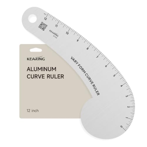 Kearing Vary Form Curve Ruler 12“ French Curve Ruler for Pattern Making, Aviation Aluminum Hip Curve Ruler for Measuring Sewing - style: 6112A(12")