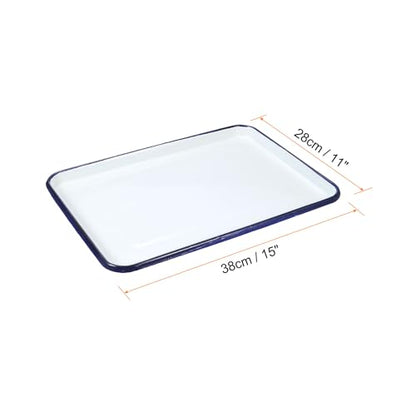 HARFINGTON Butcher Tray Palette 15" x 11" Metal Triple Enamel Coated Rectangular Tray Holder Artist Painter Painting Tool for Art Paint Acrylic Watercolor Mixing - size: 15" x 11"