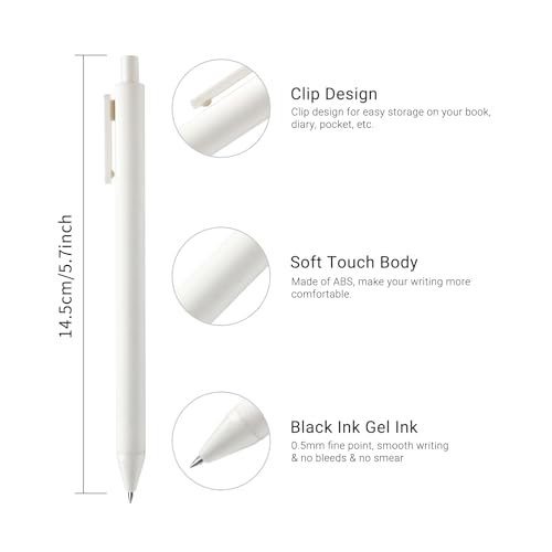 Kaco PURE White Gel Pens 0.7mm Black Ink 10 Count Quick Dry Smooth Writing | Aesthetic School Office Supplies Retractable Pens Low Center of Gravity - color: 0.7mm 10 PCS White