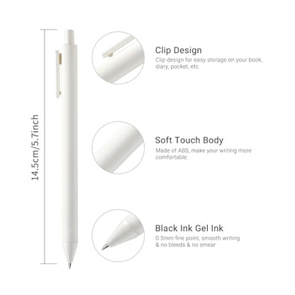 Kaco PURE White Gel Pens 0.7mm Black Ink 10 Count Quick Dry Smooth Writing | Aesthetic School Office Supplies Retractable Pens Low Center of Gravity - color: 0.7mm 10 PCS White