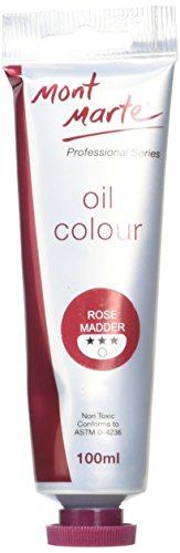 Mont Marte Oil Paint Premium, 3.4 US fl.oz (100ml) Tube, Rose Madder, Heavy Body Paint, Artist Quality, Good Coverage, Excellent Tinting Strength, Ideal for Painting Canvas - color: Rose Madder, size: 3.4 Fl Oz (Pack of 1)