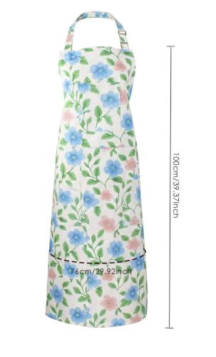 Nanxson Pottery Apron Split Leg with 3 Pockets & Adjustable Buckle | cotton material,Long apron,adjustable waist tie,for Pottery Ceramic Wheel DIY Art Garden - color: Blue Flower
