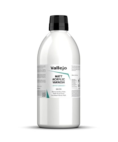 Vallejo - Permanent Acrylic Varnish | Matte Finish 500 ml. (16.9 fl.oz.) | Extraordinary Hardness & Permanence | Scratch Resistant & Non-Yellowing | Outdoor and Indoor Surfaces - style: Matt Acrylic Varnish 500 ml. (16.9 fl.oz.)