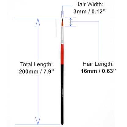 Size #2 Pointed Round Paint Brush Set of 20, Premium Taklon Synthetic Hair - size: Size #2 Pointed Round (20 PCS)