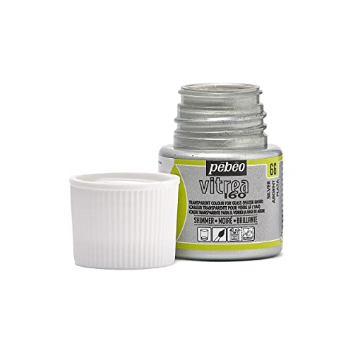 Pebeo Vitrea 160, Glass Paint, 45 ml Bottle - Shimmer Silver - color: Silver