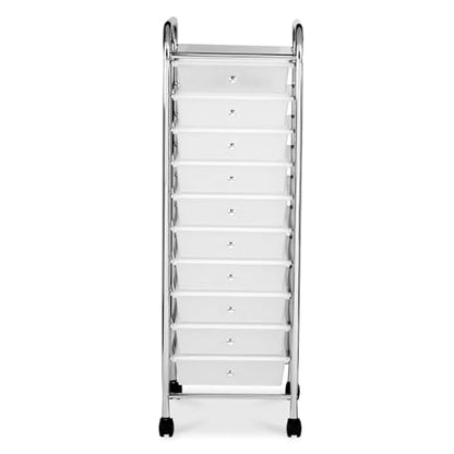 Simply Tidy 10 Drawer Clear Rolling Cart - Mobile Organizer with Removable Drawers, Swivel & Locking Casters, Durable Tubular Frame - 1 Set - color: Clear
