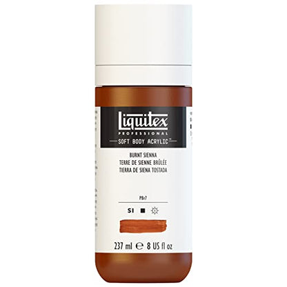 Liquitex Soft Body Acrylic Paint, 8-oz Bottle, Burnt Sienna | Low Viscosity, Highly Pigmented, Satin Finish, Retains Subtle Brush Strokes, Great Surface Coverage, Highly Versatile - color: Burnt Sienna, style: 8-oz Bottle