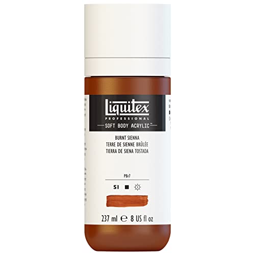 Liquitex Soft Body Acrylic Paint, 8-oz Bottle, Burnt Sienna | Low Viscosity, Highly Pigmented, Satin Finish, Retains Subtle Brush Strokes, Great Surface Coverage, Highly Versatile - color: Burnt Sienna, style: 8-oz Bottle
