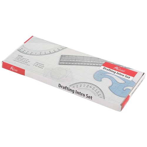Acurit Drafting Introduction Set of 8 - Professional Drafting Tools for Architects & Artists: Includes Triangles, Grid-Scale Ruler, Lettering Guide, Protractors & French Curves - Drafting Kit - size: Set of 8
