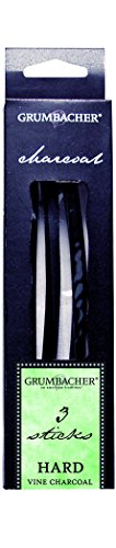 Grumbacher Vine Charcoal, Hard, Black, 3 Pack (V43) - color: Black, size: 3-Pack, style: Hard