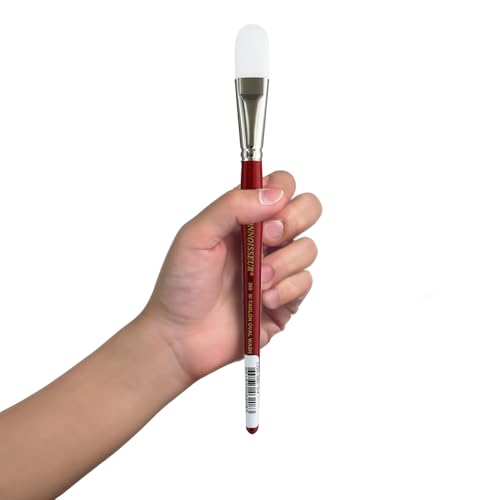Connoisseur Brush White Taklon Short Oval .75" - size: 3/4-inch, style: Oval Wash