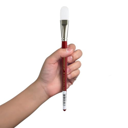 Connoisseur Brush White Taklon Short Oval .75" - size: 3/4-inch, style: Oval Wash