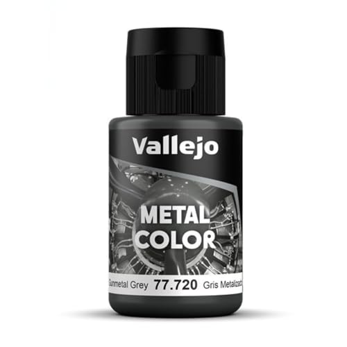 Vallejo - Metal Color | Gunmetal Grey 32 ml (1.08 fl.oz.) | Faithfully Reproduce Different Metallic Finishes - style: Gunmetal Grey 32 ml (1.08 fl.oz.)