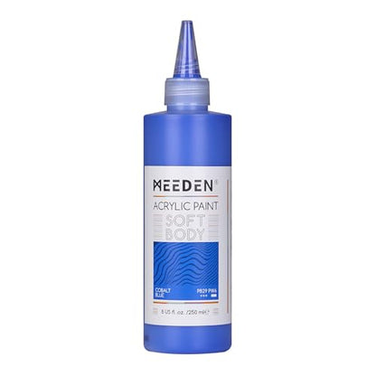 MEEDEN Cobalt Blue Acrylic Paint: Matte Finish 250ml/8.45oz Soft Body | Bulk Acrylic Colors in Ergonomic Bottle - Fluid Flow Art Paints for Artists Canvas Painting - color: Cobalt Blue