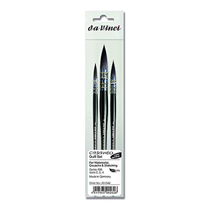 da Vinci Brushes 498 Casaneo Quill (Sizes 0,2,4) Artist Brush Set, Black, 3 - style: Casaneo Quill Set Urban Sketching