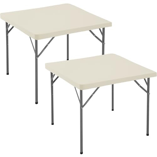 Card Table Covers Square Fitted Elastic Table Cloth-2 Pack Cream 36x36 Inch | Spandex Stretch Windproof Washable Folding Card Tablecloths-Small Topper Outdoor Camping Dining Patio Kitchen Banquet Party - color: Cream, size: 36'' x 36'' | 2 Pack