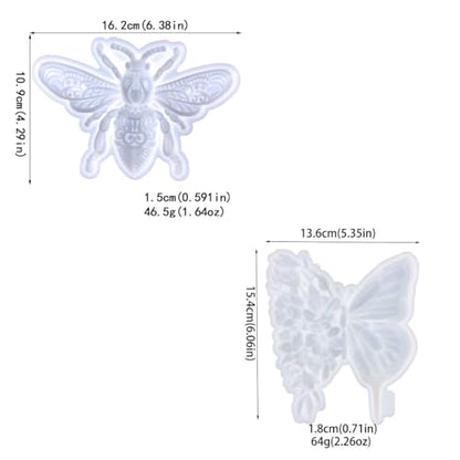 3D Resin Casting Molds Set, Decorative Bee and Butterfly Wall Art Silicone Molds, DIY Craft Making Tools, Epoxy Resin Silicone Mould