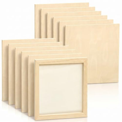 Kathfly 12 Pcs 12 x 12 Inch Wood Panels for Painting,Unfinished Boards - size: 12 x 12 inch