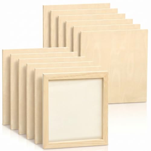 Kathfly 12 Pcs 12 x 12 Inch Wood Panels for Painting,Unfinished Boards - size: 12 x 12 inch