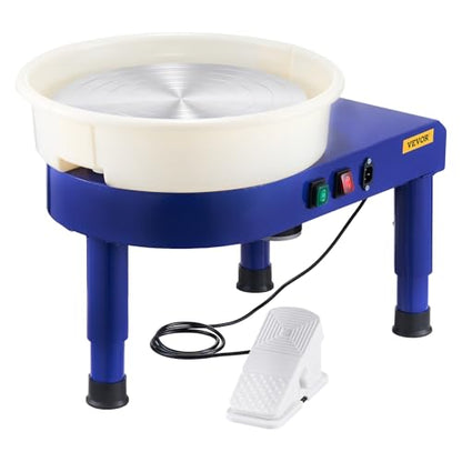VEVOR 14in Pottery Wheel for Adults Beginners, 0-6in Height-Adjustable, 450W Pottery Forming Machine 60-300RPM Electric Ceramic Wheel, Blue | For Work Art Craft DIY, 0-6in Height-Adjustable, 60-300RPM Speed Adjustable, Electric Ceramic Wheel with Foot Ped