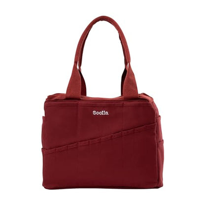 Soolla Studio Bag: Art Supply Storage Organizer & Pottery Tool Bag, Washable Tote, Yarn Bag, Crochet, 30 Pockets, 15+ Colors - color: Sangria Red