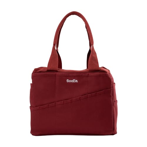 Soolla Studio Bag: Art Supply Storage Organizer & Pottery Tool Bag, Washable Tote, Yarn Bag, Crochet, 30 Pockets, 15+ Colors - color: Sangria Red