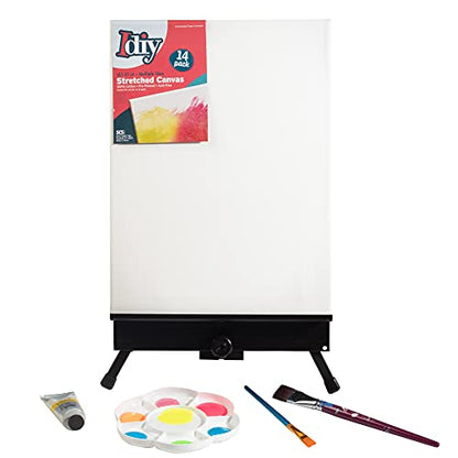 iDIY Stretched Canvas Board Multi Pack (Set of 14) - Sizes 4 x 4-12 x 16, 5/8" Variety Pack - Classic White Blank, Pre Primed for Oils or Acrylics, 100% Cotton, Acid Free - Professional Grade - size: Multi (set of 14)