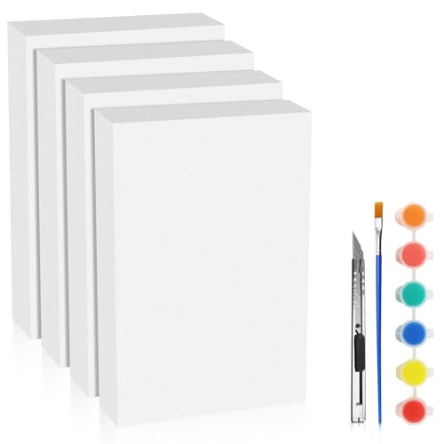 LuckyFoam White 4 Pack 12x7.5x2 inch Foam Sheets 2 Inch | Polystyrene Rectangles XPS Foam Board Craft for Insulating DIY Modeling Art Supplies - color: white, size: 12x7.5x2 inch 4pcs