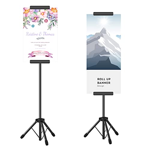 Poster Stand, Metal Adjustable Easel Stand for Painting Canvases Height from 48 to 86 Inch, Including Carry Bag for Table-Top/Floor Drawing, Meeting, Wedding, and Displaying