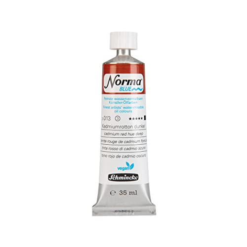 Schmincke - NORMA® Blue, 21313009, finest water-based artists' oil colors, highly pigmented, lightfast, vegan, cadmium red hue deep, 35 ml - color: 313 cadmium red hue deep