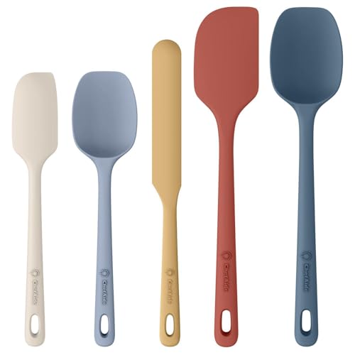 ChefAide 5 Pieces Silicone Spatula Set, Food Grade Rubber Spatula, Upgrade Strong Handle with Ergonomic Grip, Heat Resistant Up to 600°F for Nonstick Cookware, Cooking - color: Muted Nude, size: 5 pieces
