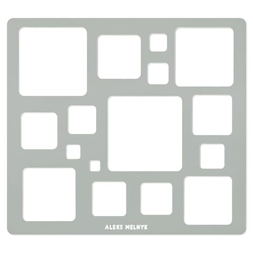 Aleks Melnyk No.209 Metal Squares Template, Stencil, Squares Master, Art Tool, Isometric Drawing Template, Lapidary, Cabochons, Geometric Ruler, Jewelry Templates