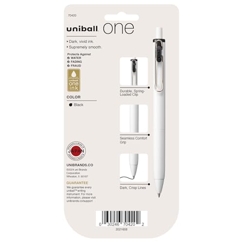 uniball™ one Retractable Gel Pens, Medium Point (0.7mm), Black Ink, 5 Pack - color: Black, size: 5 Count (Pack of 1), style: Medium