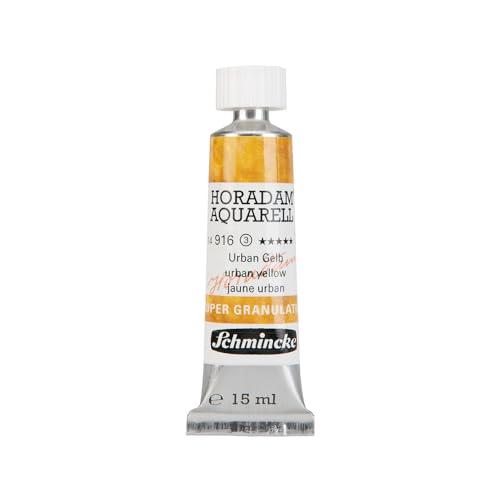 Schmincke - HORADAM® AQUARELL, Super Granulation, 14 916 001 Urban Yellow, 5 ml tube, very strong granulating colors, finest, super granulating watercolors - color: 916 urban yellow