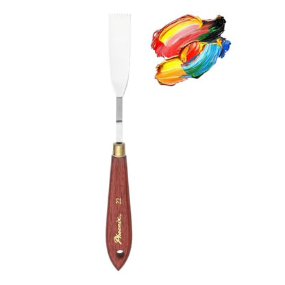 MECCANIXITY Pack of 1 Palette Knife No.22, 8.3" Long Palette Knives with Stainless Steel Flexible Spatula Pallet Knife and Wood Handle for Scraping, Mixing, Oil Acrylic Painting Canvas - style: No.22
