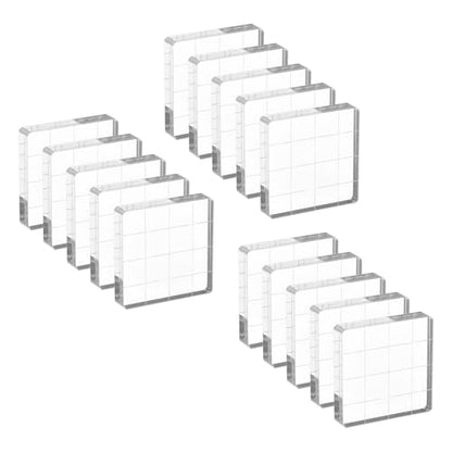PATIKIL Acrylic Stamp Block, 15 Pack Stamping Block Square Shape with Grid Lines Decorative Mounting Blocks Set for Scrapbooking DIY Crafts Card Making, 1.50" x 1.50" - size: 1.50" x 1.50"