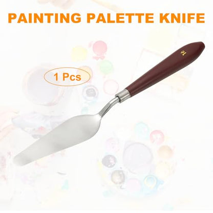 HARFINGTON Palette Knife Painting Tool 3.74" x 1.1" Stainless Steel Art Spatula Pallet Knives Scrapers Tools with Plastic Handle for Acrylic Oil Canvas Mixing Spreading, Red/Silver - size: 3.74" x 1.1"