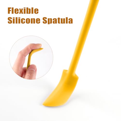 Silicone Spatula Set 6Pcs, Mini Jar Scraper for Makeup & Food | Mini spatulas reach every last drop in jars and bottles, reducing waste for food, cosmetics and personal care products. - color: Yellow