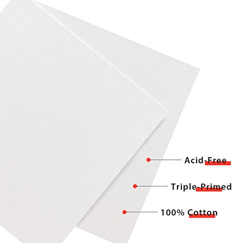 PHOENIX Painting Canvas Panels 8x8 Inch, 12 Value Pack - 8 Oz Triple Primed 100% Cotton Acid Free Square Canvas Boards for Painting, White Blank Flat Canvas Boards for Acrylic, Oil Paints - color: White, size: 8" x 8"