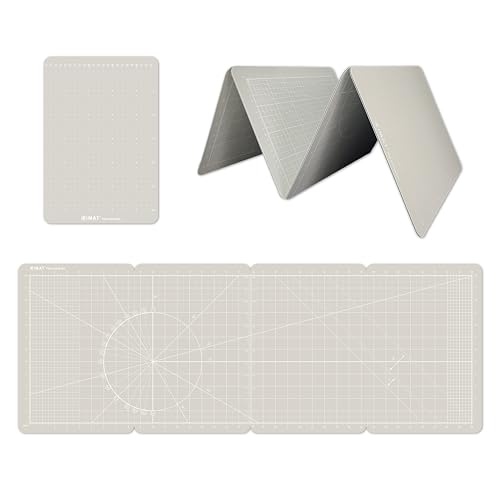 Flip Cutting Mat M Type Foldable Double-Sided Origami White | Adjustable size with cm grid front and inch grid back for dual-unit measuring. 37.8" x 13.78" for crafts, sewing, and DIY - color: Origami White