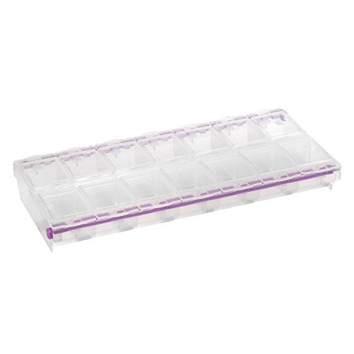 Craft Mates Bead Organizer and Plastic Storage Containers for Crafts, Buttons, Pins and More, 14 Locking Compartments, 2XL, Clear Lids | Clear Plastic Storage for Buttons, Pins, Jewelry, Diamond Art & Craft Supplies, Large Portable Organizer for Crafters